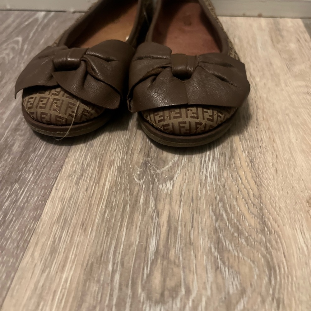 Brown Fendi kids Dress Shoes with Bow Detail